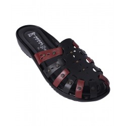 Black Leather Cage Slide Slippers RG-020